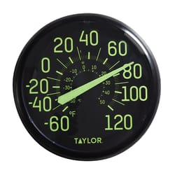 Taylor Glow in the Dark Dial Thermometer Plastic Black