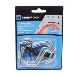 Crawford Zinc Plated Black/Silver Steel 1.5 in. Peg Hooks 6 pk