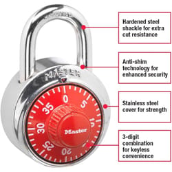 Master Lock 2 in. H X 1-7/8 in. W Stainless Steel 3-Dial Combination Combination Padlock