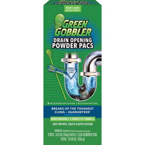 Green Gobbler Ecoworks Powder Drain Opener Pacs 6.53 oz 3 pk