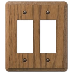 Amerelle Contemporary Medium Brown 2 gang Oak Wood Decorator Wall Plate 1 pk