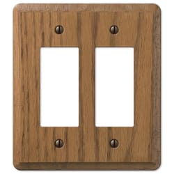 Amerelle Contemporary Medium Brown 2 gang Oak Wood Decorator Wall Plate 1 pk