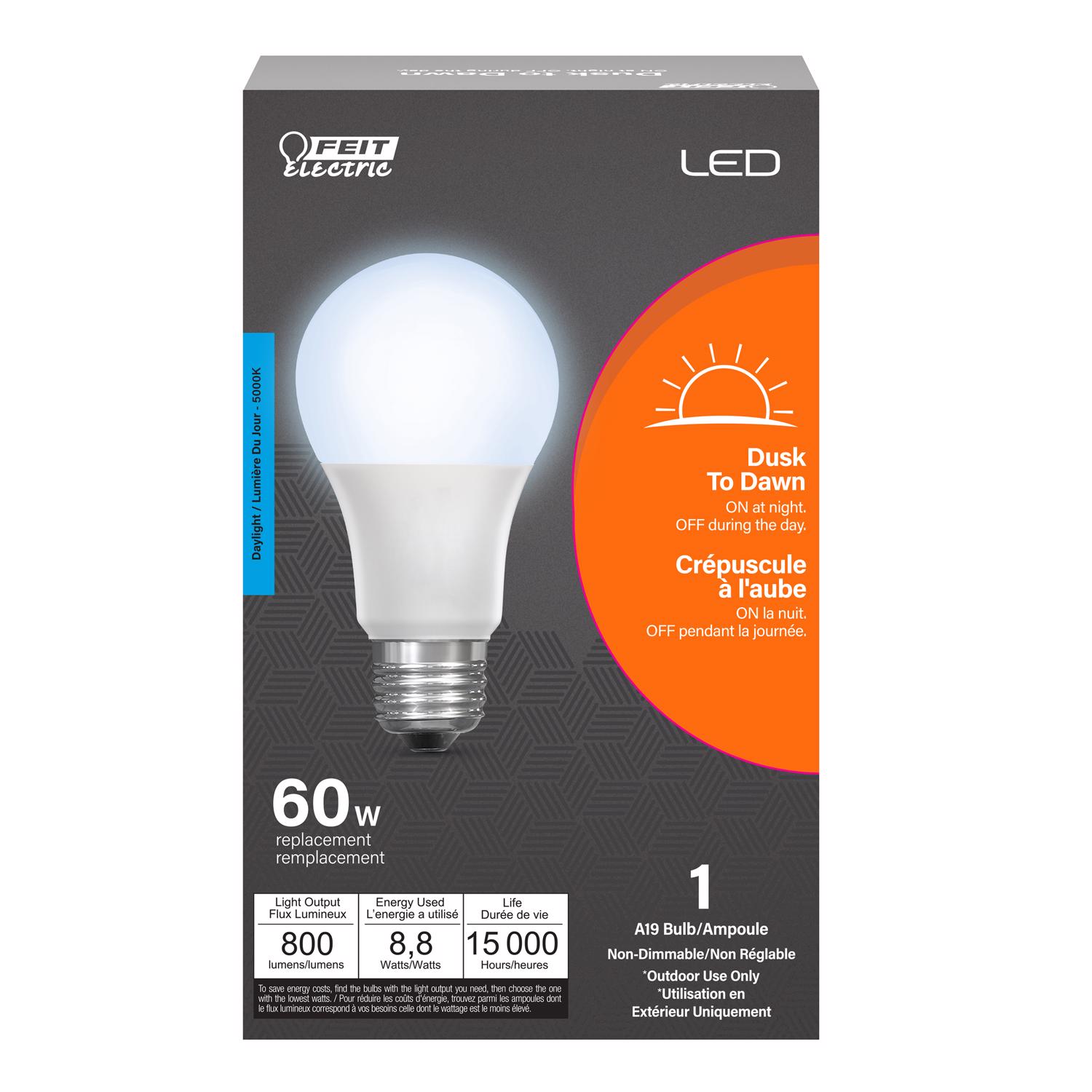 Feit Intellibulb A19 E26 (Medium) LED Dusk to Dawn Bulb Daylight 60 Watt  Equivalence pk Ace Hardware