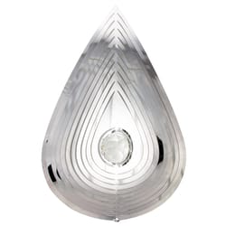Spinfinity Designs Multi-color Stainless Steel 12 in. Crystal Mirror Teardrop Large Outdoor Spinner