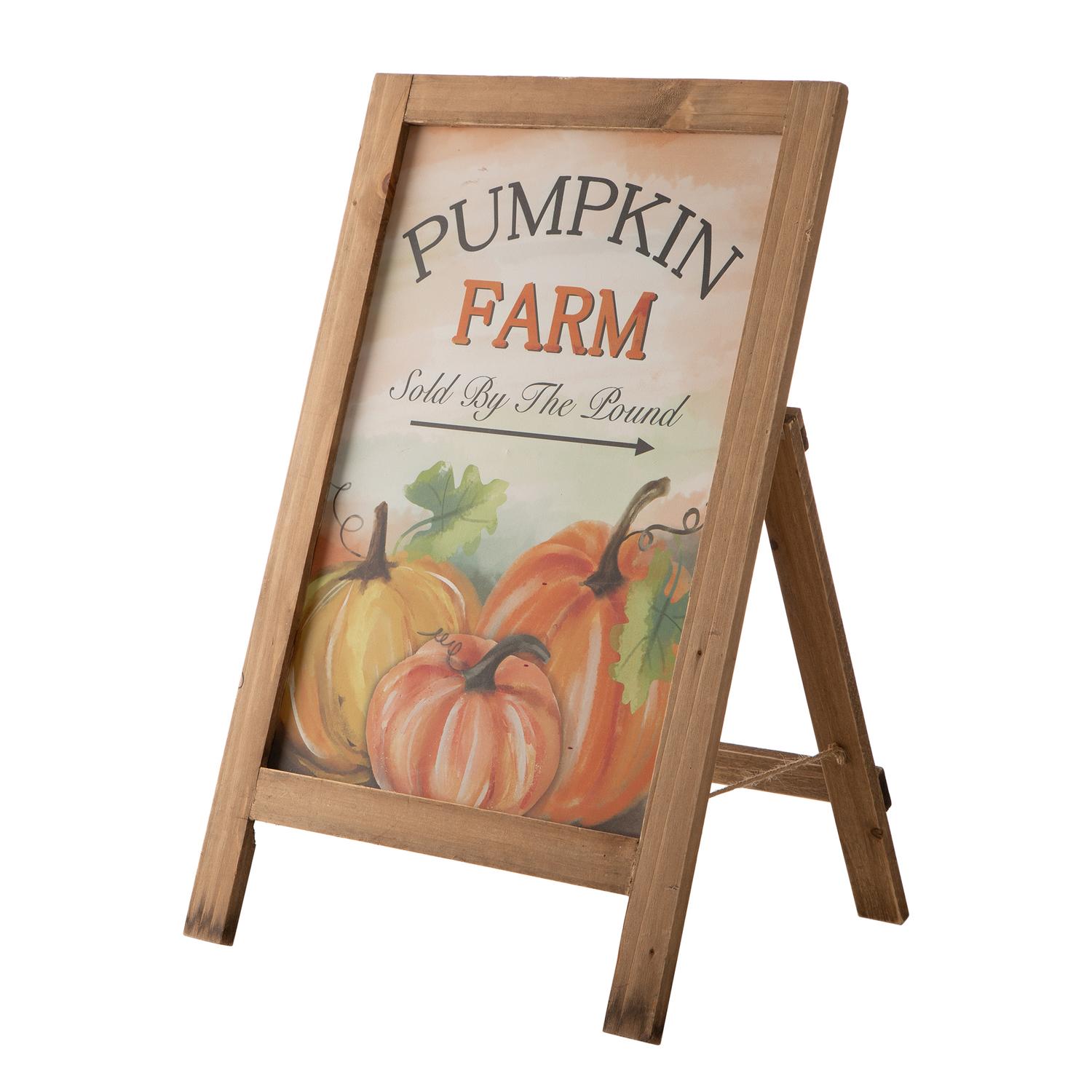 fallページ Glitzhome 24 in. Pumpkin Farm Easel Sign Fall Decor Mfr