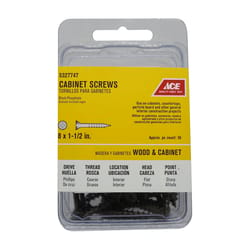 Ace No. 8 X 1-1/2 in. L Phillips Black Phosphate Cabinet Screws 50 pk