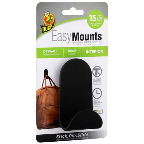 EasyMounts Medium J-Hook, Medium, Matte Black, 15 lb Capacity, 1 Hook
