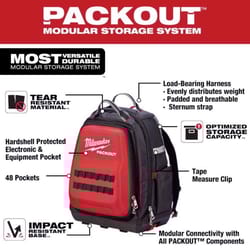 Milwaukee PACKOUT 10.3 in. W X 19 in. H Ballistic Nylon Backpack Tool Bag 48 pocket Black/Red 1 pc