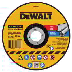 DeWalt 5 in. D X 7/8 in. Aluminum Oxide Cut-Off Wheel 1 pk