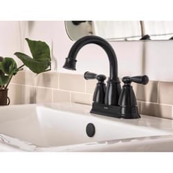 Moen Banbury Matte Black Traditional Centerset Bathroom Sink Faucet 4 in.