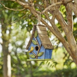 Glitzhome 9.5 in. H X 4.75 in. W X 6.5 in. L Metal and Wood Bird House