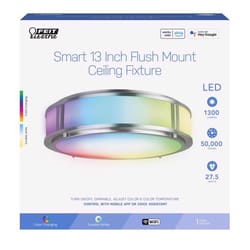 Feit Smart Home 3 in. H X 13 in. W X 13 in. L Nickel Ceiling Fixture