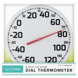 La Crosse Technology Dial Thermometer Plastic White 7.5 in.