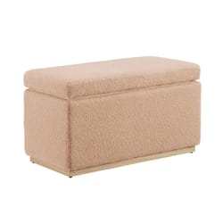 Linon Home Decor Stella Tan Sherpa Fabric Modern Ottoman 1 pk