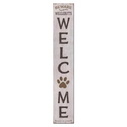My Word! Multicolored Wood 46.5 in. H Welcome Beware Wigglebutts Porch Sign