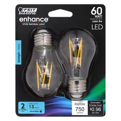 Feit Enhance A15 E26 (Medium) Filament LED Bulb Daylight 60 Watt Equivalence 2 pk