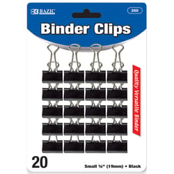 Bazic Products Small Black/Silver Binder Clips 20 pk