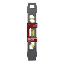 Ace 9 in. Aluminum Magnetic Shock-Resistant Torpedo Level 3 vial