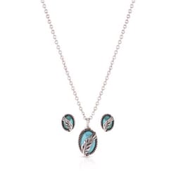 Montana Silversmiths Women's World's Feather Turquoise Silver Jewelry Sets Water Resistant