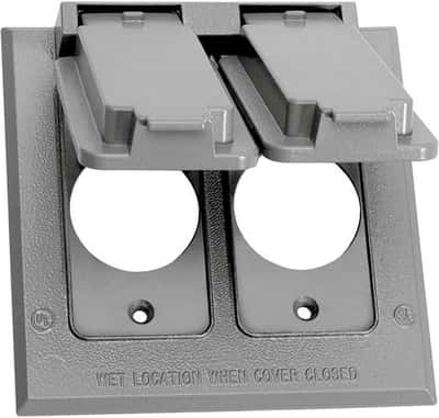 Sigma Electric Square Metal 2 gang 15/20 Amp Receptacle Cover For Wet