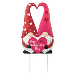 Glitzhome Valentine's Gnome Couple Yard Stake Iron 1 pc