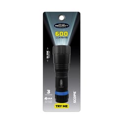 Police Security Scope 600 lm Black LED Flashlight AAA Battery