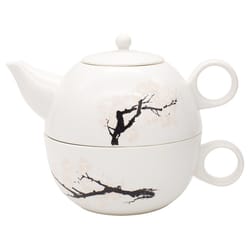 Kikkerland White Somi Min Blossom Morph Ceramic 8 oz Teapot