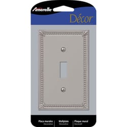 Amerelle Imperial Bead Brushed Nickel 1 gang Metal Toggle Wall Plate 1 pk