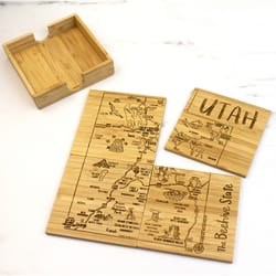 Totally Bamboo Black/Natural Bamboo Coaster Puzzle Set