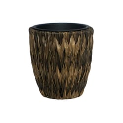 Infinity 12 in. H X 11 in. D Plastic Twisted Banana Leaf Planter Brown