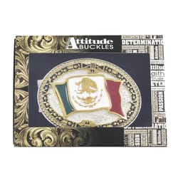 Montana Silversmiths Grand Mexican Flag Multicolored Belt Buckle