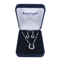 Montana Silversmiths Women's Crystal Clear Lucky Horseshoe Silver Jewelry Sets Water Resistant