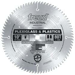 Freud 10 in. D X 5/8 in. Plastics TiCo Hi-Density Carbide Circular Saw Blade 80 teeth 1 pk