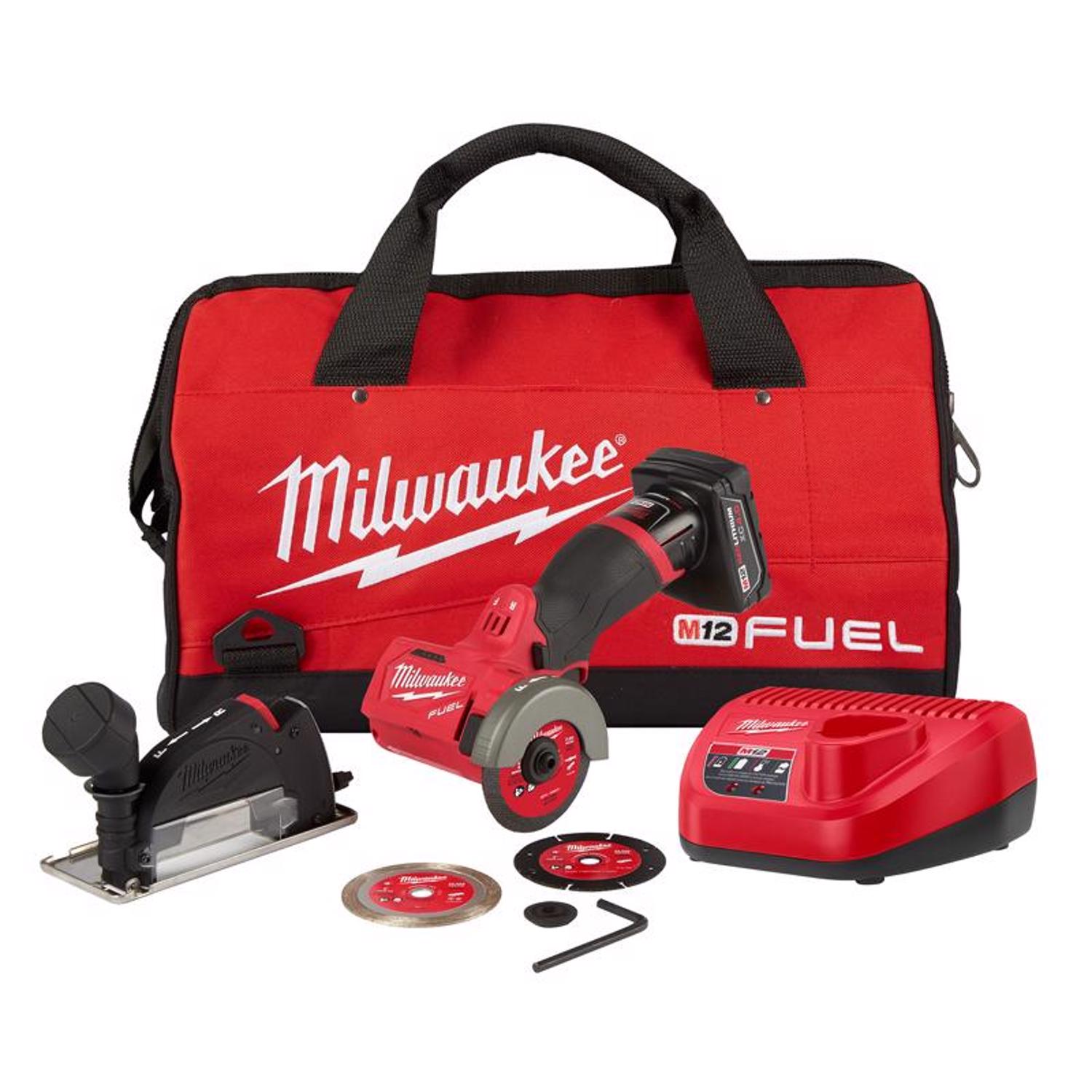 Photos - Power Tool Combo Kit Milwaukee M12 FUEL 3 in. Cordless Brushless Compact Cut-Off Tool Kit (Batt 