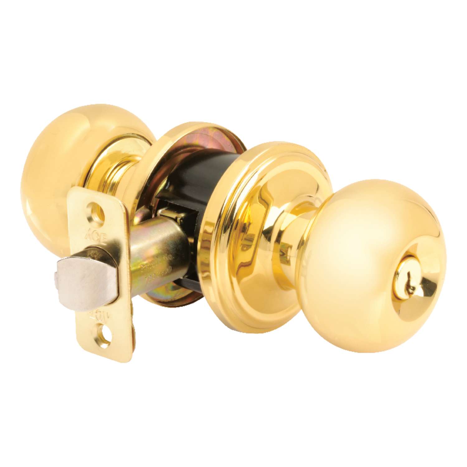 Ace Colonial Polished Brass Entry Lockset ANSI Grade 3 13/4 in. Ace