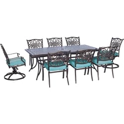 Cambridge Seasons 9 pc Bronze Aluminum Dining Set Blue