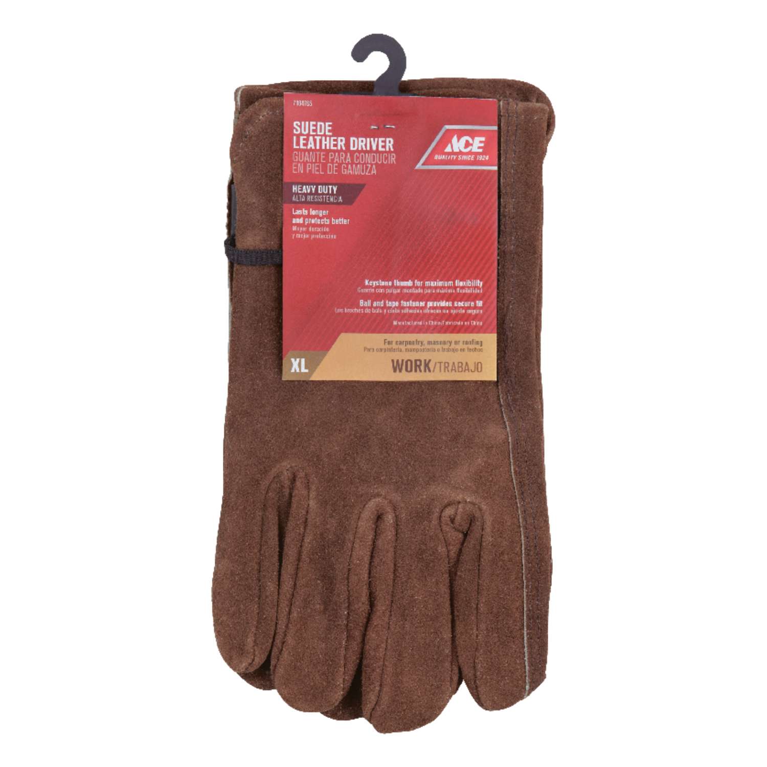 Ace XL Suede Cowhide Driver Brown Gloves Ace Hardware