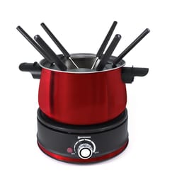 Swissmar Arolla Red 2.1 qt Stainless Steel Fondue Set