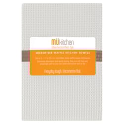 Mu Kitchen White Microfilament Fabric Waffle Weave Dish Towel 2 pk