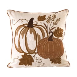 Glitzhome 0.15 in. Embroidered Pumpkin Pillow Cover Halloween Decor