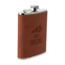 Pavilion Man Out Brown/Silver Stainless Steel/PU Leather Flask