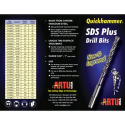 ARTU Quickhammer 1/2 in. X 8 in. L Tungsten Carbide Tipped SDS-plus Hammer Drill Bit SDS-Plus Shank