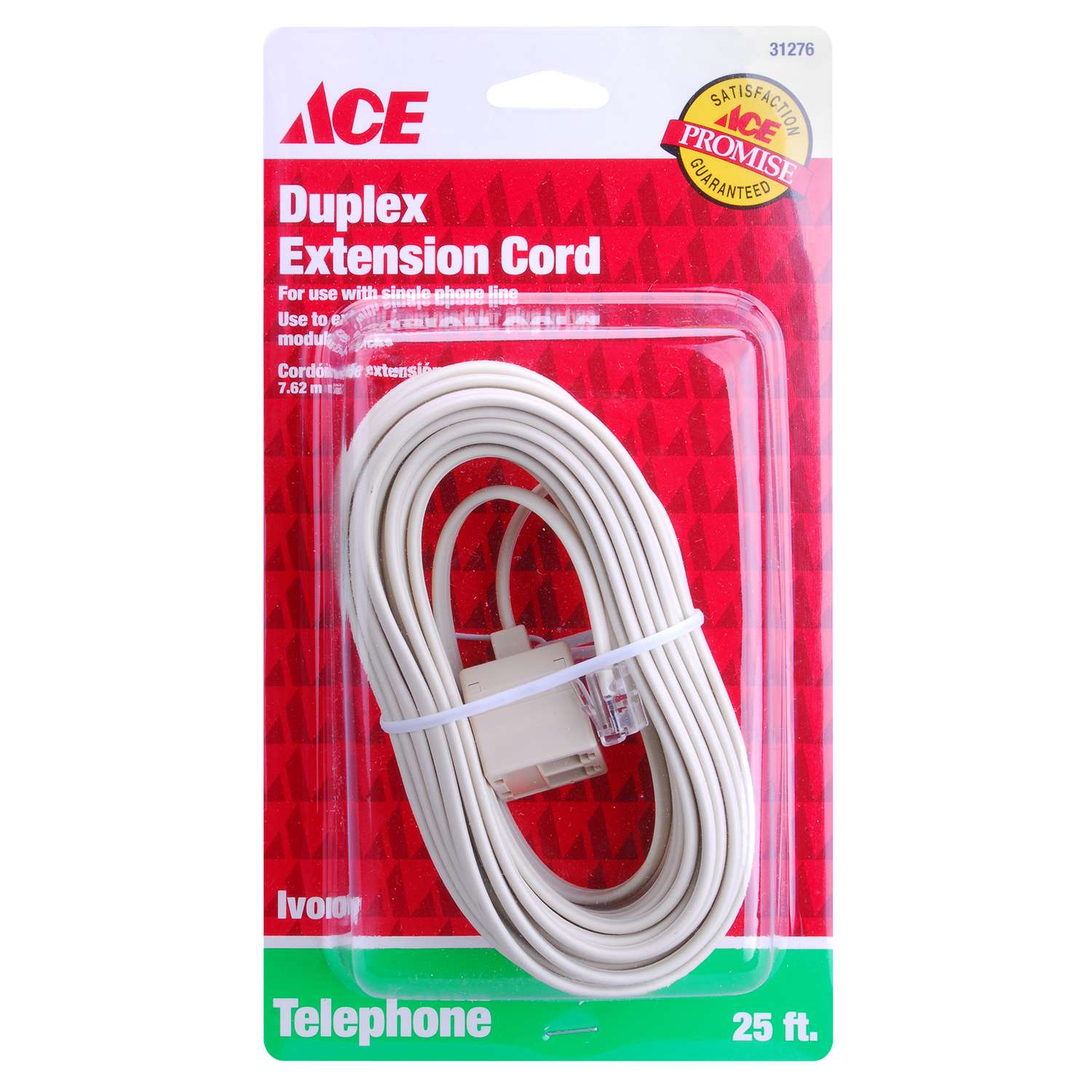 Ace 25 ft. L Ivory Plug/Twin Jack Extension Line Cord Ace Hardware