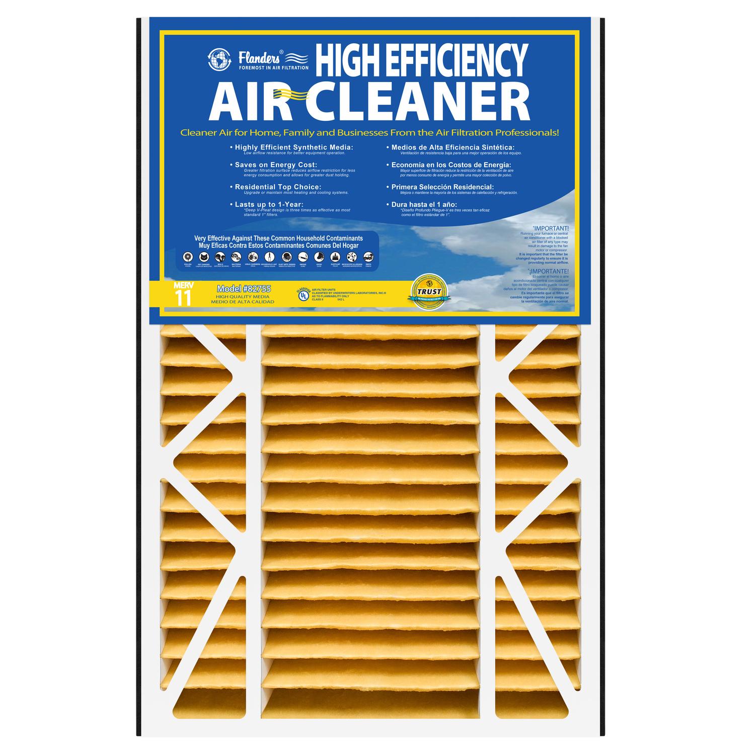 AAF Flanders 25 in. W X 16 in. H X 5 in. D 11 MERV Pleated Air Filter 1 pk Sansujyuku sansujyuku.com