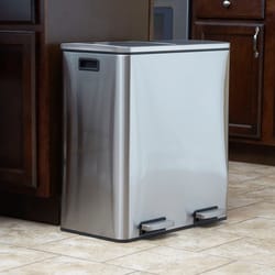 Household Essentials Maxwell 8 gal Silver Stainless Steel Recycling Wastebasket