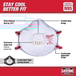 Milwaukee N95 Respirator Valved White One Size Fits All 10 pk