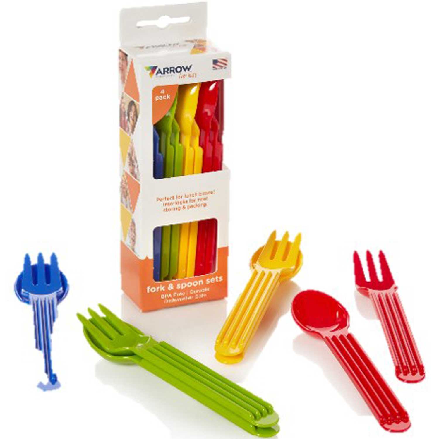 Arrow Home Products Assorted Plastic Spoon Fork Set Dinnerware 4