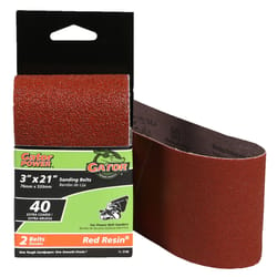 Gator 21 in. L X 3 in. W Aluminum Oxide Sanding Belt 40 Grit Extra Coarse 2 pc