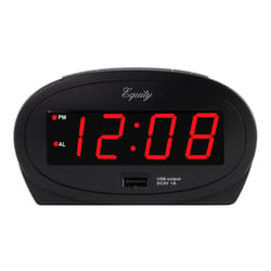 La Crosse Technology Equity 2 in. Black/Red USB Alarm Clock LED Plug-In