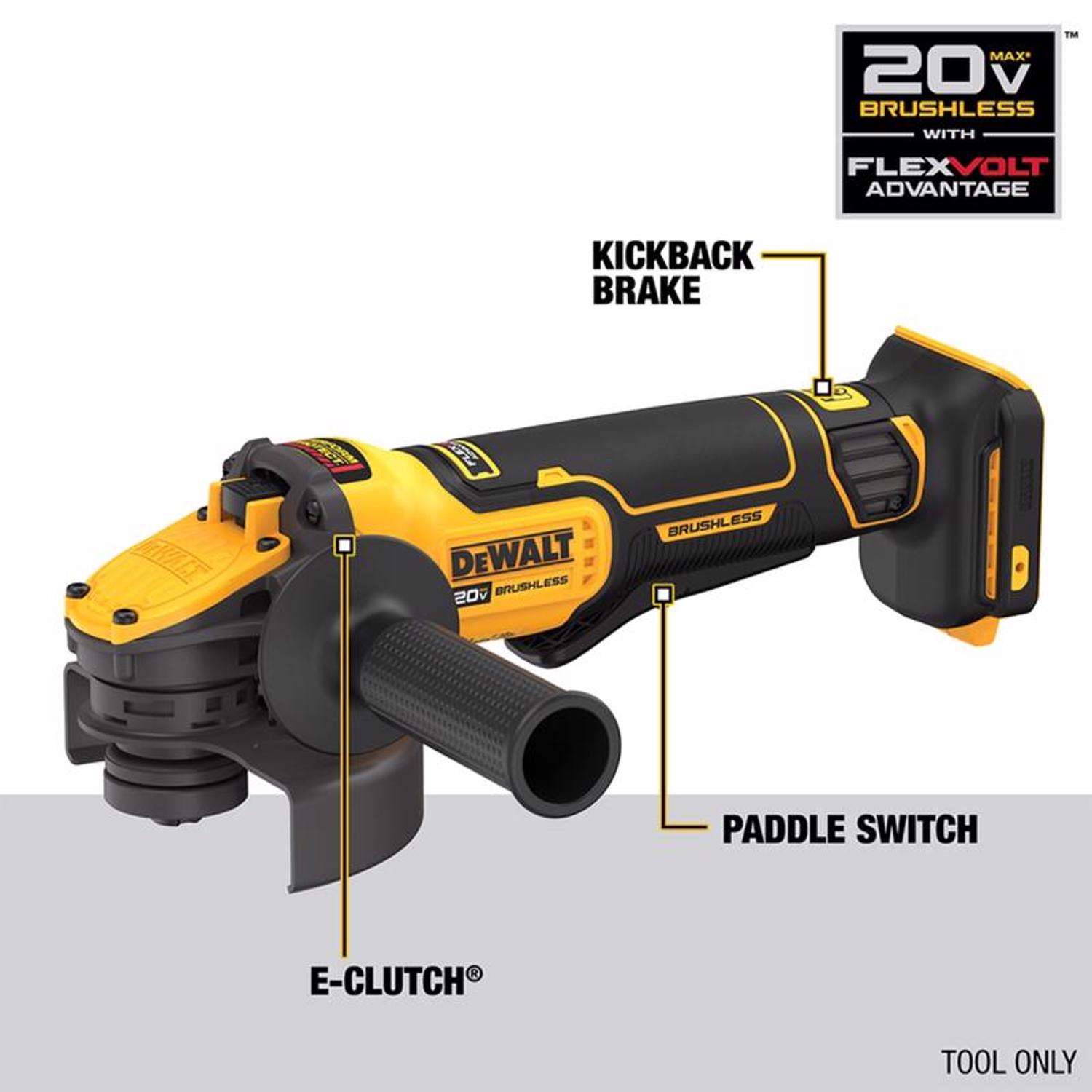 FLEXVOLT 4-1/2 in. 60-Volt MAX Lithium Ion Cordless Brushless Angle Grinder w/Bonus 1/4 in. Impact Driver(Tool-Only) FLEXVOLT 4-1/2 in. 60-Volt MAX Lithium Ion Cordless Brushless Angle Grinder w/Bonus 1/4 in. Impact Driver(Tool-Only)